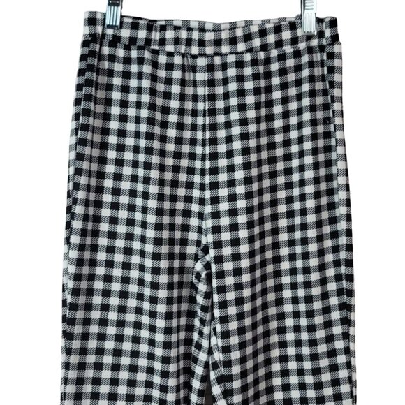 2/$15 Shein Flare Pants Black White Small Check Pull On Houndstooth Gingham - Picture 2 of 7
